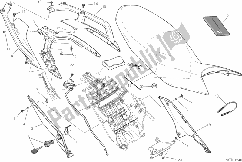 Todas as partes de Assento do Ducati Hypermotard Hyperstrada 939 Thailand 2016
